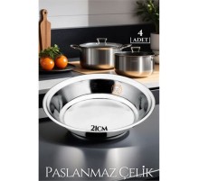 21 cm 4 LÜ Tabak Seti Paslanmaz Çelik B.Caprio Design