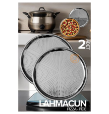 Lahmacun Pizza Pide Pişirme Tepsisi 2 li SET