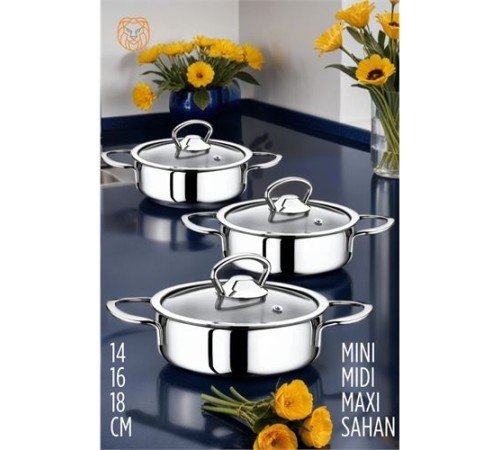 Sahan Tencere Mini Midi Maxi 3 lü SET Sahan Tencere Mini Midi Maxi 3 lü SET