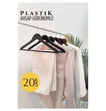Ahşap Görünüm Plastik Askı 20 ADET SİYAH