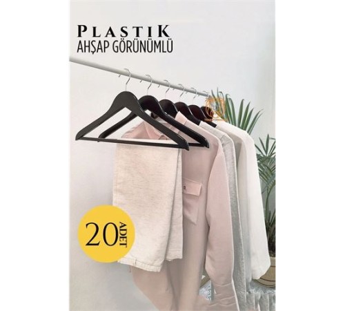 Ahşap Görünüm Plastik Askı 20 ADET SİYAH Ahşap Görünüm Plastik Askı 20 ADET SİYAH