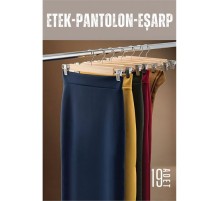 Etek Pantolon Eşarp Kıskaçlı Askı 19 Adet Ahşap