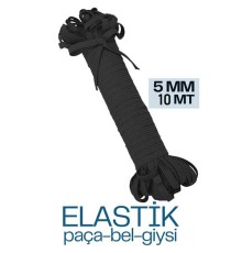Yassı Bel Paça Giysi Lastiği 10 Mt 5 mm SİYAH