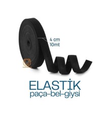 Yassı Bel Paça Giysi Lastiği 10 Metre 4 cm SİYAH