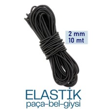 Bel Paça Giysi Lastiği 2 mm 10 Mt SİYAH
