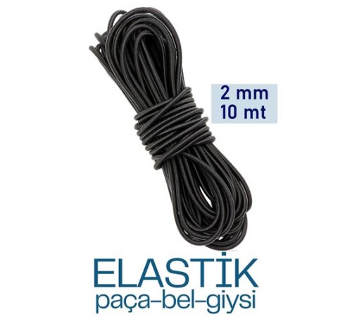 Bel Paça Giysi Lastiği 2 mm 10 Mt SİYAH Bel Paça Giysi Lastiği 2 mm 10 Mt SİYAH