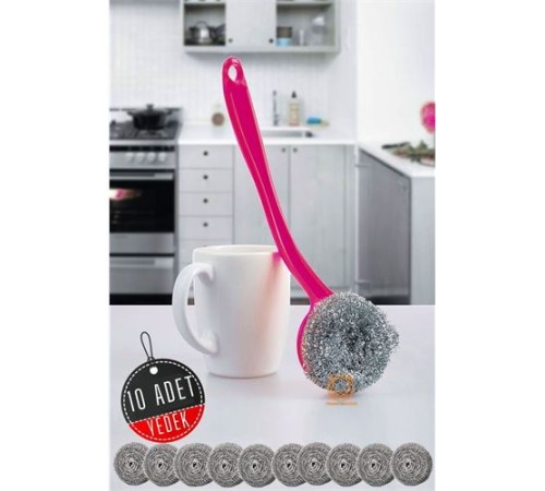 Çelik Tel Bulaşık Teli Ergonomik 10 Yedekli M.Janssens Design Çelik Tel Bulaşık Teli Ergonomik 10 Yedekli M.Janssens Design