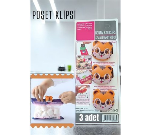 Sevimli Poşet Klipsi Kedi 3 Adet Ataç Sevimli Poşet Klipsi Kedi 3 Adet Ataç