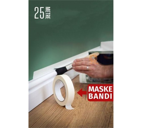 Maskeleme Bandı 25 Metre Çıkarılabilir Boyacı Bandı Maskeleme Bandı 25 Metre Çıkarılabilir Boyacı Bandı