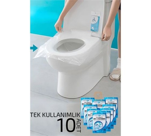 Klozet Kapağı Kılıfı Hijyenik Seyahat Tek Kullanımlık Klozet WC Örtüsü 10 ADET
