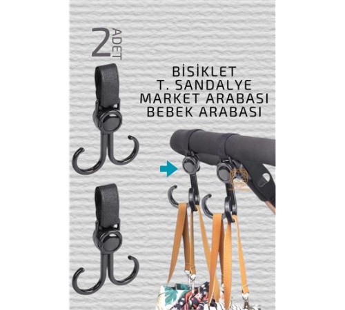 Bebek Arabası Askısı Market Arabası Bisiklet T.Sandalye Askısı 2 ADET Bebek Arabası Askısı Market Arabası Bisiklet T.Sandalye Askısı 2 ADET