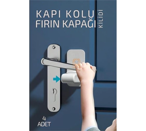 Çocuklara Kapı Kolu ve Fırın Kapağı Güvenlik Kilidi 4 adet Çocuklara Kapı Kolu ve Fırın Kapağı Güvenlik Kilidi 4 adet