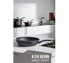 8 Cm Derin Wok Tava Granit Döküm L.Kinnaird