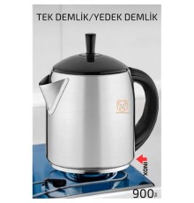 Inox Demlik 900 Ml Paslanmaz Çelik Semaver Çay Makine Demliği