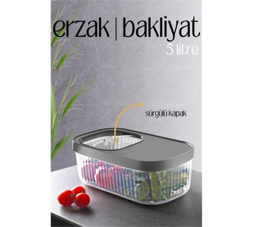 MultiBox Erzak Bakliyat Kutusu Sürgülü Kapak 5 Litre MultiBox Erzak Bakliyat Kutusu Sürgülü Kapak 5 Litre