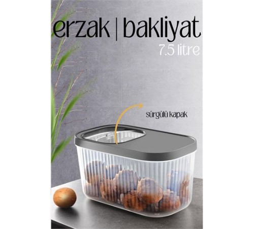 MultiBox Erzak Bakliyat Kutusu Sürgülü Kapak 7.5 Litre MultiBox Erzak Bakliyat Kutusu Sürgülü Kapak 7.5 Litre