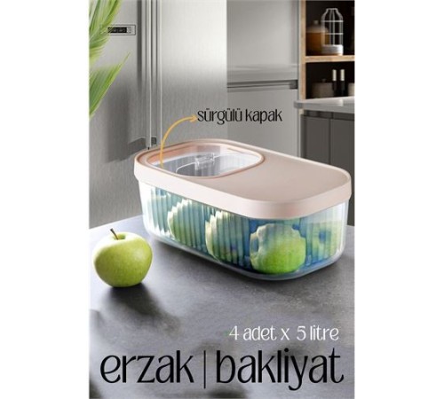 MultiBox Erzak Bakliyat Kutusu Sürgülü Kapak 5 Litre 4 ADET MultiBox Erzak Bakliyat Kutusu Sürgülü Kapak 5 Litre 4 ADET