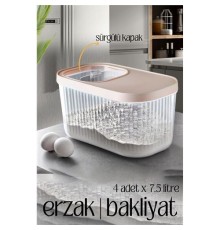 MultiBox Erzak Bakliyat Kutusu Sürgülü Kapak 7.5 Litre 4 ADET