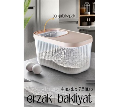 MultiBox Erzak Bakliyat Kutusu Sürgülü Kapak 7.5 Litre 4 ADET MultiBox Erzak Bakliyat Kutusu Sürgülü Kapak 7.5 Litre 4 ADET