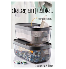 MultiBox Deterjan Tablet Kutusu Sürgülü Kapak 5 Litre 2 ADET