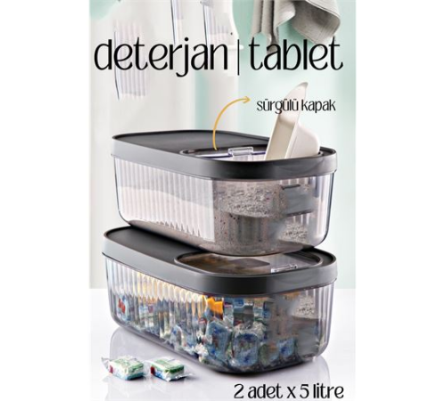 MultiBox Deterjan Tablet Kutusu Sürgülü Kapak 5 Litre 2 ADET MultiBox Deterjan Tablet Kutusu Sürgülü Kapak 5 Litre 2 ADET