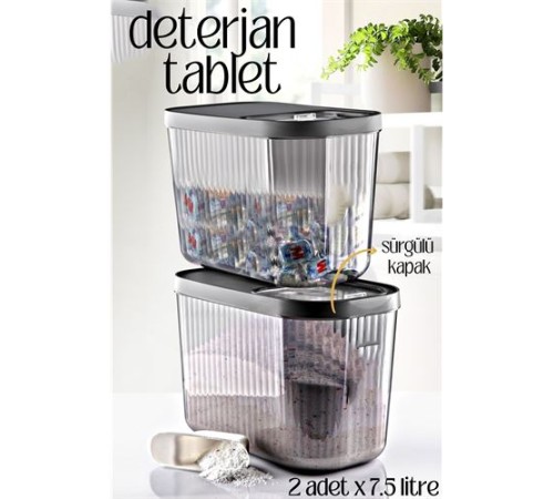 MultiBox Deterjan Tablet Kutusu Sürgülü Kapak 7.5 Litre 2 ADET MultiBox Deterjan Tablet Kutusu Sürgülü Kapak 7.5 Litre 2 ADET