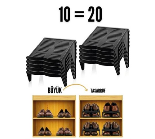 10 LU Ayakkabı Rampası Yer Tasarruf Organizeri Mehle-Twin