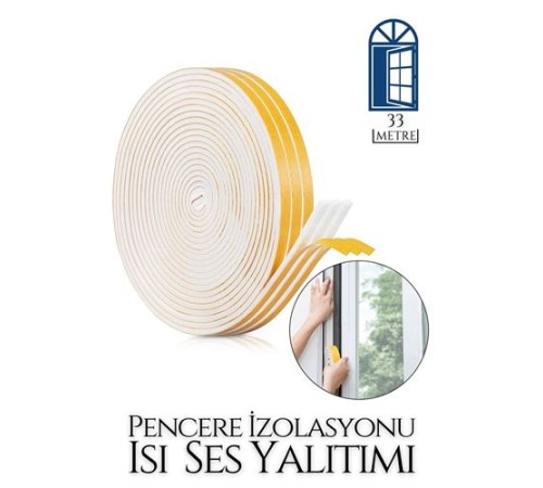 Pencere Ses Isı Yalıtım Sünger Bant 33 METRE