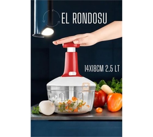 Pratik El Rondosu Üstten Basmalı 5 Bıçaklı 2.5 LİTRE 14X18CM Pratik El Rondosu Üstten Basmalı 5 Bıçaklı 2.5 LİTRE 14X18CM