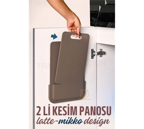 2 li Kesim Panosu Stantlı Yapışkanlı Kesim Tahtası LATTE Mikko Design 2 li Kesim Panosu Stantlı Yapışkanlı Kesim Tahtası LATTE Mikko Design