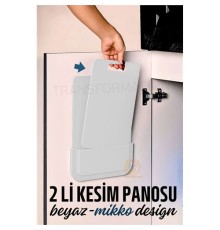 2 li Kesim Panosu Stantlı Yapışkanlı Kesim Tahtası BEYAZ Mikko Design