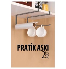 Mutfak Dolap Kağıt Havlu Askı Organizer Fincan Askısı GRİ