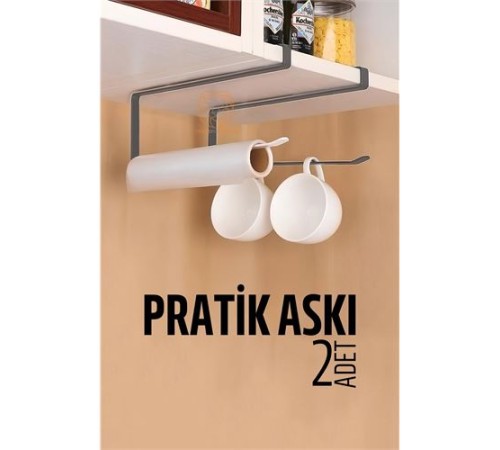 Mutfak Dolap Kağıt Havlu Askı Organizer Fincan Askısı GRİ Mutfak Dolap Kağıt Havlu Askı Organizer Fincan Askısı GRİ