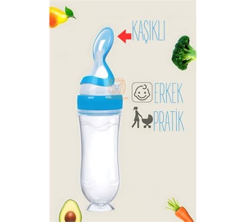 Kaşıklı Mama Silikon Biberon ERKEK Bebek Besleyici Kaşıklı Mama Silikon Biberon ERKEK Bebek Besleyici