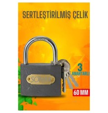 Çelik Asma Kilit 60 MM 3 anahtarlı Sonax Design