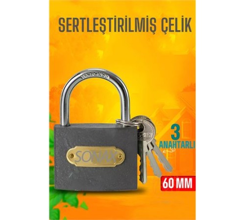 Çelik Asma Kilit 60 MM 3 anahtarlı Sonax Design Çelik Asma Kilit 60 MM 3 anahtarlı Sonax Design