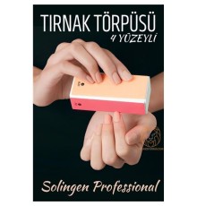 4 Yüzeyli Tırnak Törpüsü ve Parlatma Blok Sünger Solingen Professional