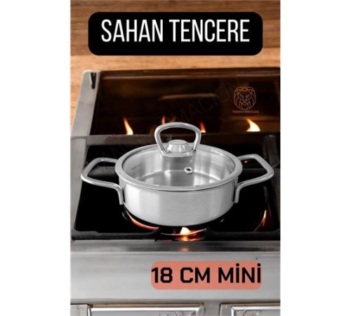Kapaklı Sahan Tencere 18 cm Mini Paslanmaz Çelik Kapaklı Sahan Tencere 18 cm Mini Paslanmaz Çelik
