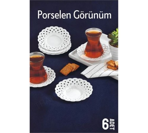 Çay Tabağı Porselen Görünüm 6 Adet Tabağı Seti Seti Çay Tabağı Porselen Görünüm 6 Adet Tabağı Seti Seti