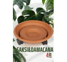 Tekerlekli Saksı Altığı 4 ADET 37 CM KAHVE