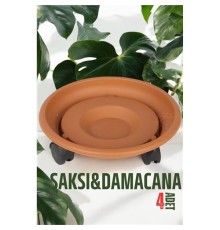 Tekerlekli Saksı Altığı 4 ADET 37 CM KAHVE