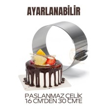 Ayarlanabilir Kek Kalıbı 16 dan 30 Cm e Paslanmaz Çelik