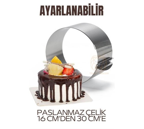 Ayarlanabilir Kek Kalıbı 16 dan 30 Cm e Paslanmaz Çelik Ayarlanabilir Kek Kalıbı 16 dan 30 Cm e Paslanmaz Çelik