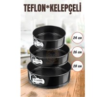 3 Boy Kelepçeli Kek Kalıbı 24-26-28 Cm Teflon