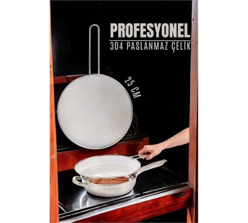 Kızartma Yağ Sıçratmaz 25 CM 304 Paslanmaz Çelik Mink Design Kızartma Yağ Sıçratmaz 25 CM 304 Paslanmaz Çelik Mink Design