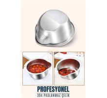 Pirinç Süzgeci Makarna Salata Süzgeci 304 Paslanmaz Çelik Mink Design