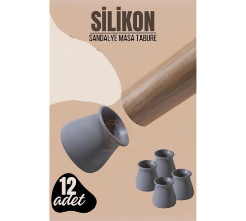 Masa ve Sandalye Ayak Koruyucu Silikon Zemin Koruyucu GRİ 12 ADET Masa ve Sandalye Ayak Koruyucu Silikon Zemin Koruyucu GRİ 12 ADET