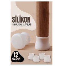 Masa ve Sandalye Ayak Koruyucu Silikon Zemin Koruyucu BEYAZ 12 ADET