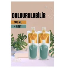 Doldurulabilir Krem Şampuan Kabı Tekrar Kullanılabilir Set 4 ADET