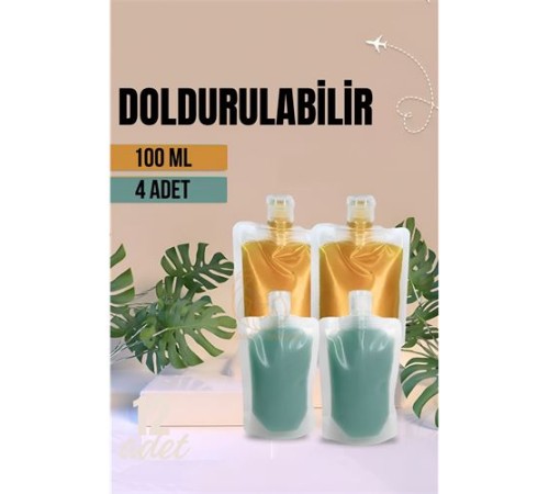 Doldurulabilir Krem Şampuan Kabı Tekrar Kullanılabilir Set 4 ADET Doldurulabilir Krem Şampuan Kabı Tekrar Kullanılabilir Set 4 ADET